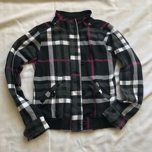 O'Neill Plaid Jacket in Black, White, and Pink